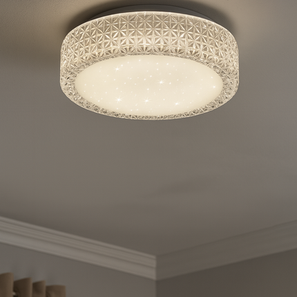 Pegasus LED Ceiling Light 28cm White Acrylic Starlight Effect – 12W 1160lm 3000K