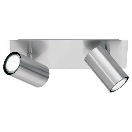 Twin Square Adjustable Spotlight – GU10 Wall or Ceiling Light, Matt Nickel, IP20
