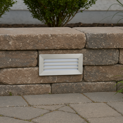 LED Slim Brick Step Light – Integrated LED, IP65, Brushed Nickel