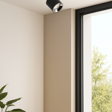 Single Adjustable Spotlight – GU10 Ceiling Light, Matt Black, IP20