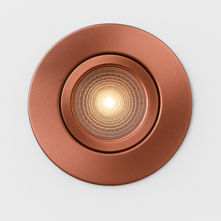 Fire-Rated 30/60/90 min Open Back Tilt Adjustable Downlight – IP20, GU10, Brushed Copper