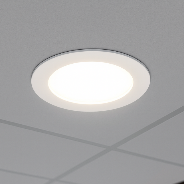 24W LED Slim Round Panel Downlight – CCT Tri-Colour, IP44 Ceiling Spot Light, White