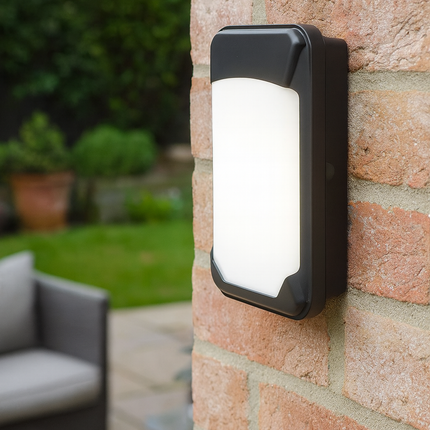 LED Slim Wall Pack Bulkhead Light – Outdoor Security Light, Black