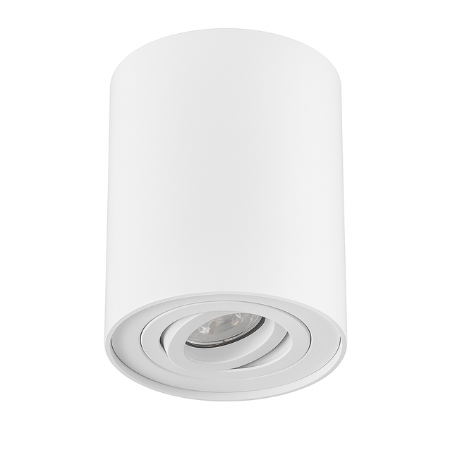 Single Adjustable Tubular Cylinder Spot Light – GU10, IP20, Ceiling Mounted, Matt White