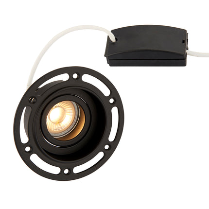 Trimless Round Plaster‑In Downlight – 50W GU10, Matt Black