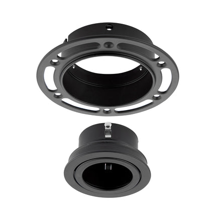 Trimless Round Plaster‑In Downlight – 50W GU10, Matt Black