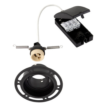Trimless Round Plaster‑In Downlight – 50W GU10, Matt Black