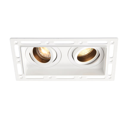 Trimless Twin Plaster‑In Downlight – 2×50W GU10, Matt White