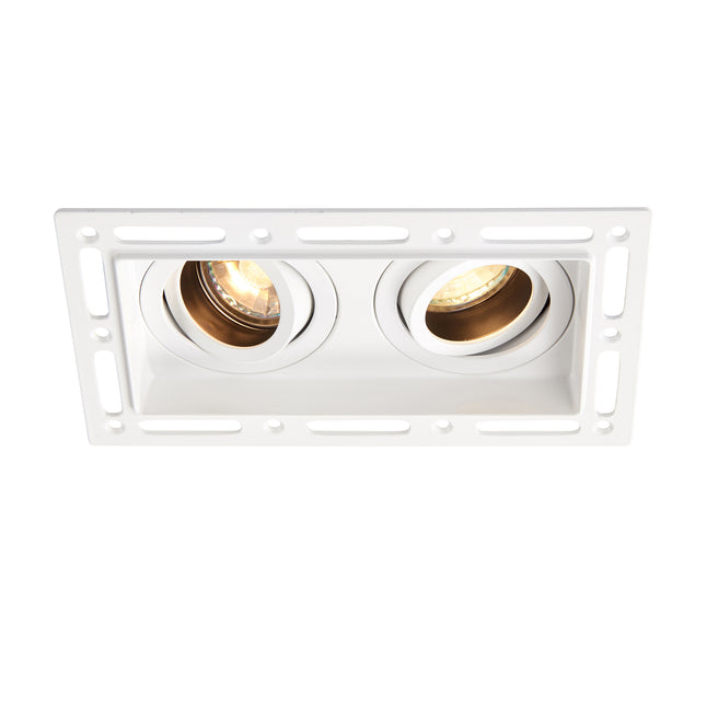Trimless Twin Plaster‑In Downlight – 2×50W GU10, Matt White