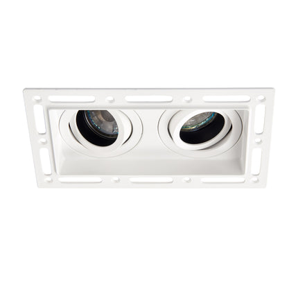 Trimless Twin Plaster‑In Downlight – 2×50W GU10, Matt White