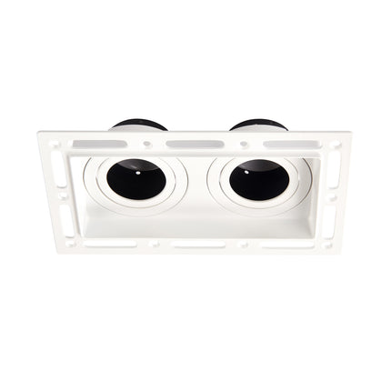 Trimless Twin Plaster‑In Downlight – 2×50W GU10, Matt White