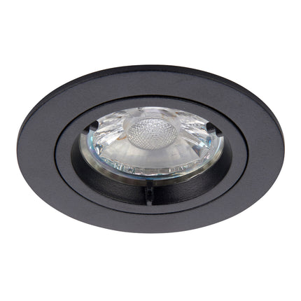 Black recessed ceiling light on a white background