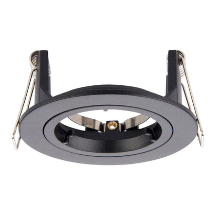Black recessed ceiling light on a white background