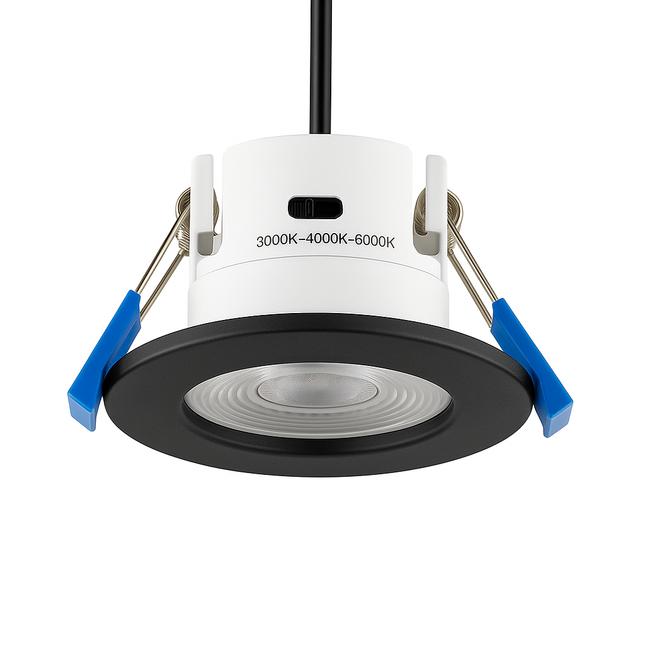 3CCT 5W Fire-Rated LED Downlight - Fire Rated 30/60/90 min - IP65, Black