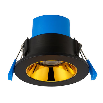 4CCT Anti‑Glare Downlight – 5/7W, IP65, Fire‑Rated, Black & Brass