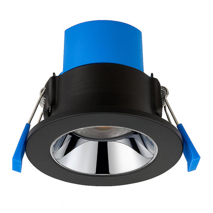 4CCT Anti‑Glare Downlight – 5/7W, IP65, Fire‑Rated, Black & Chrome