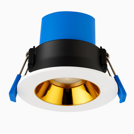 4CCT Anti‑Glare Downlight – 5/7W, IP65, Fire‑Rated, White & Brass