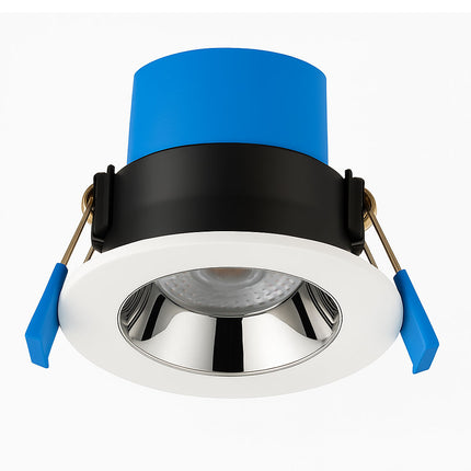 4CCT Anti‑Glare Downlight – 5/7W, IP65, Fire‑Rated, White & Chrome