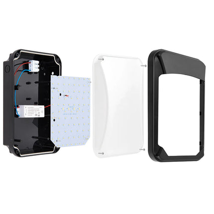 LED Slim Wall Pack Bulkhead Light – Outdoor Security Light, Black