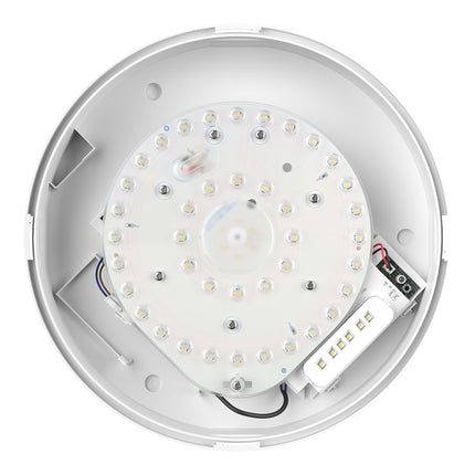 CE3X5 Round LED 3hr Emergency Bulkhead Light - Switchable 8‑16 W, 5‑CCT, IP65, White