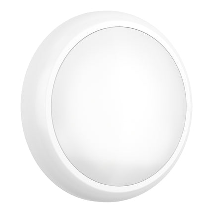 CE3X5 Round LED 3hr Emergency Corridor Sensor Bulkhead Light - Switchable 8‑16 W, 5‑CCT, IP65, White