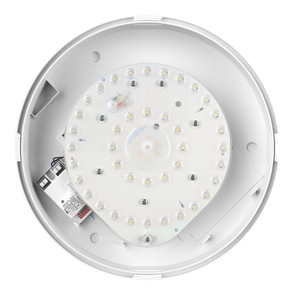 CE3X5 Round LED Microwave Sensor Bulkhead Light - Switchable 8‑16 W, 5‑CCT, IP65, Polished Chrome