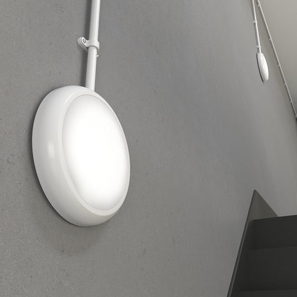 CE3X5 Round LED 3hr Emergency Corridor Sensor Bulkhead Light - Switchable 8‑16 W, 5‑CCT, IP65, White