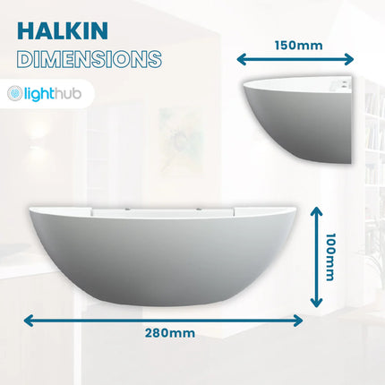 Halkin Half Moon Plaster Uplighter – Paintable Indoor Wall Light, White