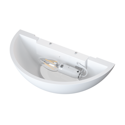 Halkin Half Moon Plaster Uplighter – Paintable Indoor Wall Light, White