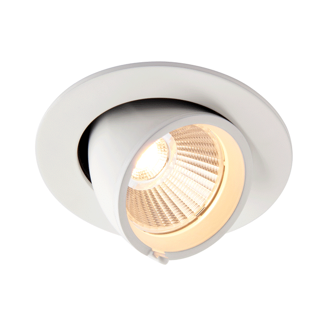 3CCT Round Adjustable Scoop Tilt Downlight – 10.5 W, Selectable 3000/4000/6000 K, Matt White