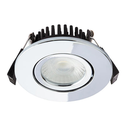 Adjustable IP65 Dimmable LED Slim Tilt Downlight, Fire Rated, 5W, 500 Lumens, Polished Chrome