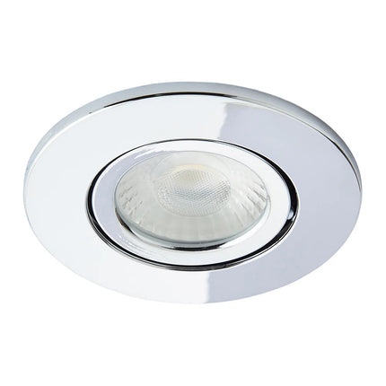 Adjustable IP65 Dimmable LED Slim Tilt Downlight, Fire Rated, 5W, 500 Lumens, Polished Chrome