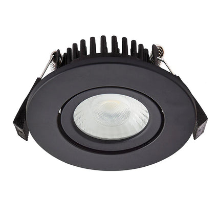 Adjustable IP65 Dimmable LED Slim Tilt Downlight, Fire Rated, 5W, 500 Lumens, Black
