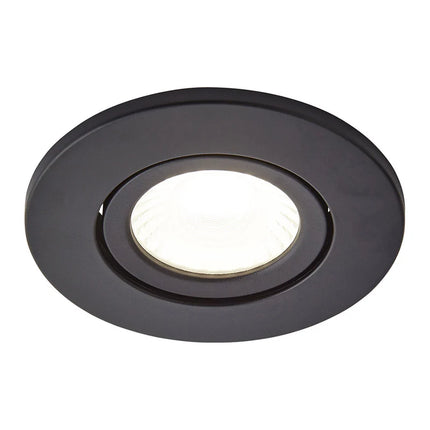 Adjustable IP65 Dimmable LED Slim Tilt Downlight, Fire Rated, 5W, 500 Lumens, Black