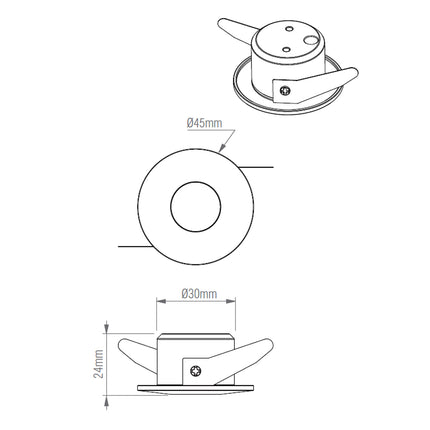 LALO LED Fixed Mini Downlight – 4 W, 240 lm, Cut-Out 33mm, 3000 K, IP44, White