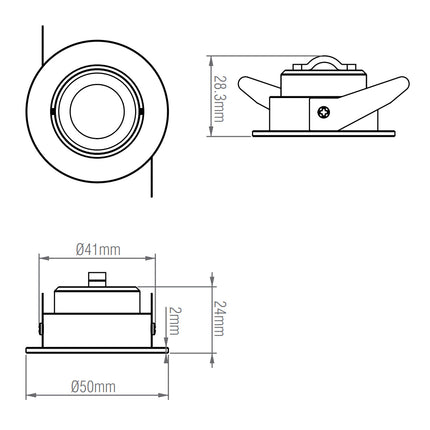 LALO LED Tilt Adjustable Mini Downlight – 4 W, 240 lm, Cut-Out 33mm, 4000 K, IP44, White