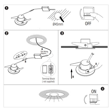LALO LED Tilt Adjustable Mini Downlight – 4 W, 240 lm, Cut-Out 33mm, 4000 K, IP44, White