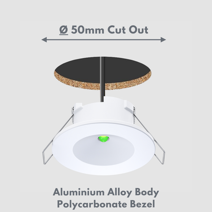 Mini 2 W Emergency LED Downlight – Non‑Maintained, 150 lm, Daylight White