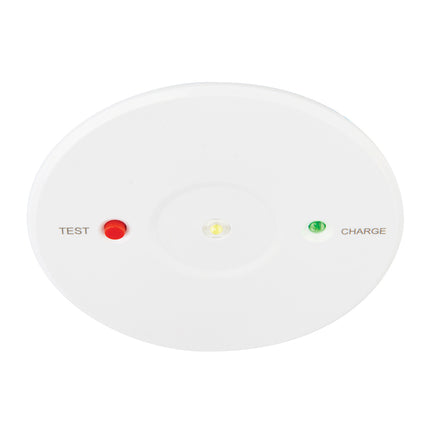 White emergency downlight with red, yellow, and green indicator lights on a white background