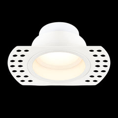 White recessed ceiling light on a white background