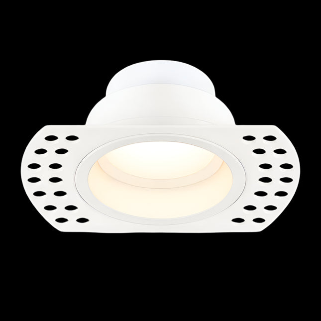 White recessed ceiling light on a white background