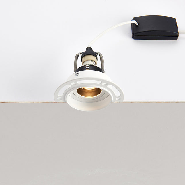 Trimless Round Plaster‑In Downlight – 50W GU10, Matt White