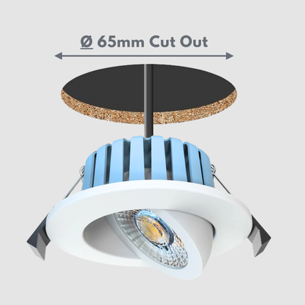 3CCT Fire‑Rated Tilt Adjustable Downlight – 7 W, 700 lm, IP65 White
