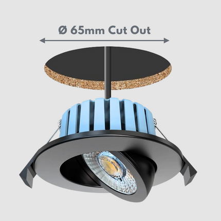 3CCT Fire‑Rated Tilt Adjustable Downlight – 7 W, 700 lm, IP65 Black