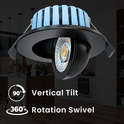 3CCT Fire‑Rated Tilt Adjustable Downlight – 7 W, 700 lm, IP65 Black