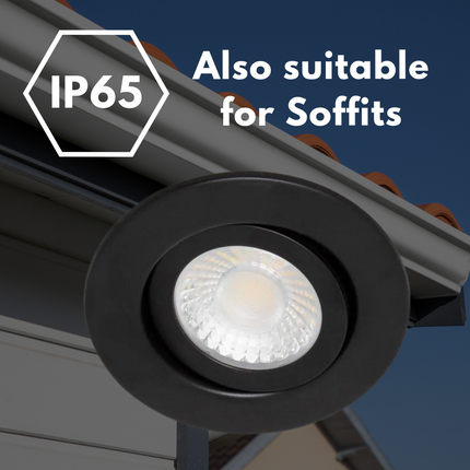 3CCT Fire‑Rated Tilt Adjustable Downlight – 7 W, 700 lm, IP65 Black