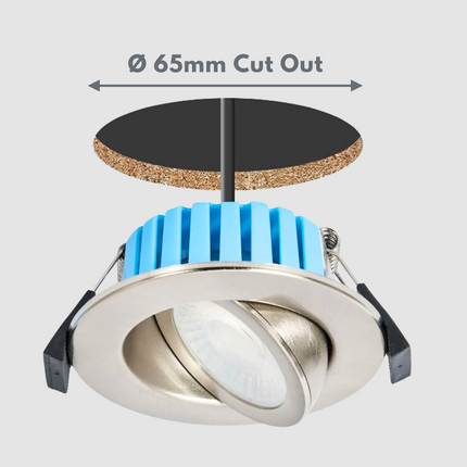 3CCT Fire‑Rated Tilt Adjustable Downlight – 7 W, 700 lm, IP65 Brushed Chrome