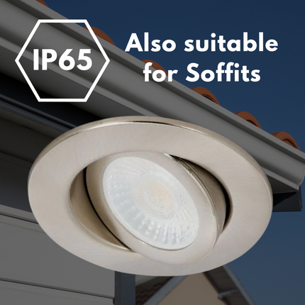 3CCT Fire‑Rated Tilt Adjustable Downlight – 7 W, 700 lm, IP65 Brushed Chrome