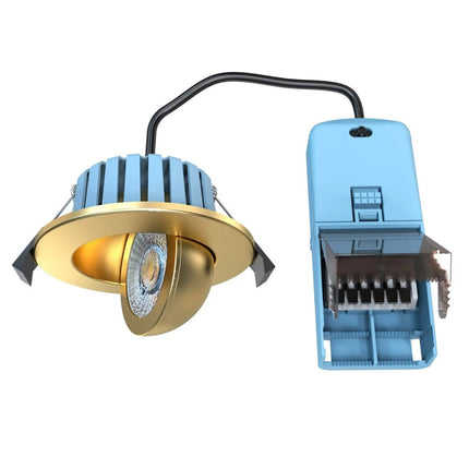 3CCT Fire‑Rated Tilt Adjustable Downlight – 7 W, 700 lm, IP65 Polished Brass