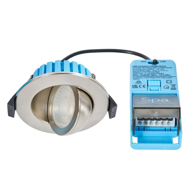 3CCT Fire‑Rated Tilt Adjustable Downlight – 7 W, 700 lm, IP65 Brushed Chrome